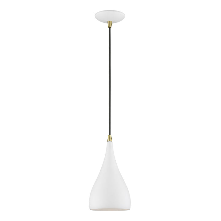 Livex Amador 41171-13 Pendant Light - Textured White w/Antique Brass