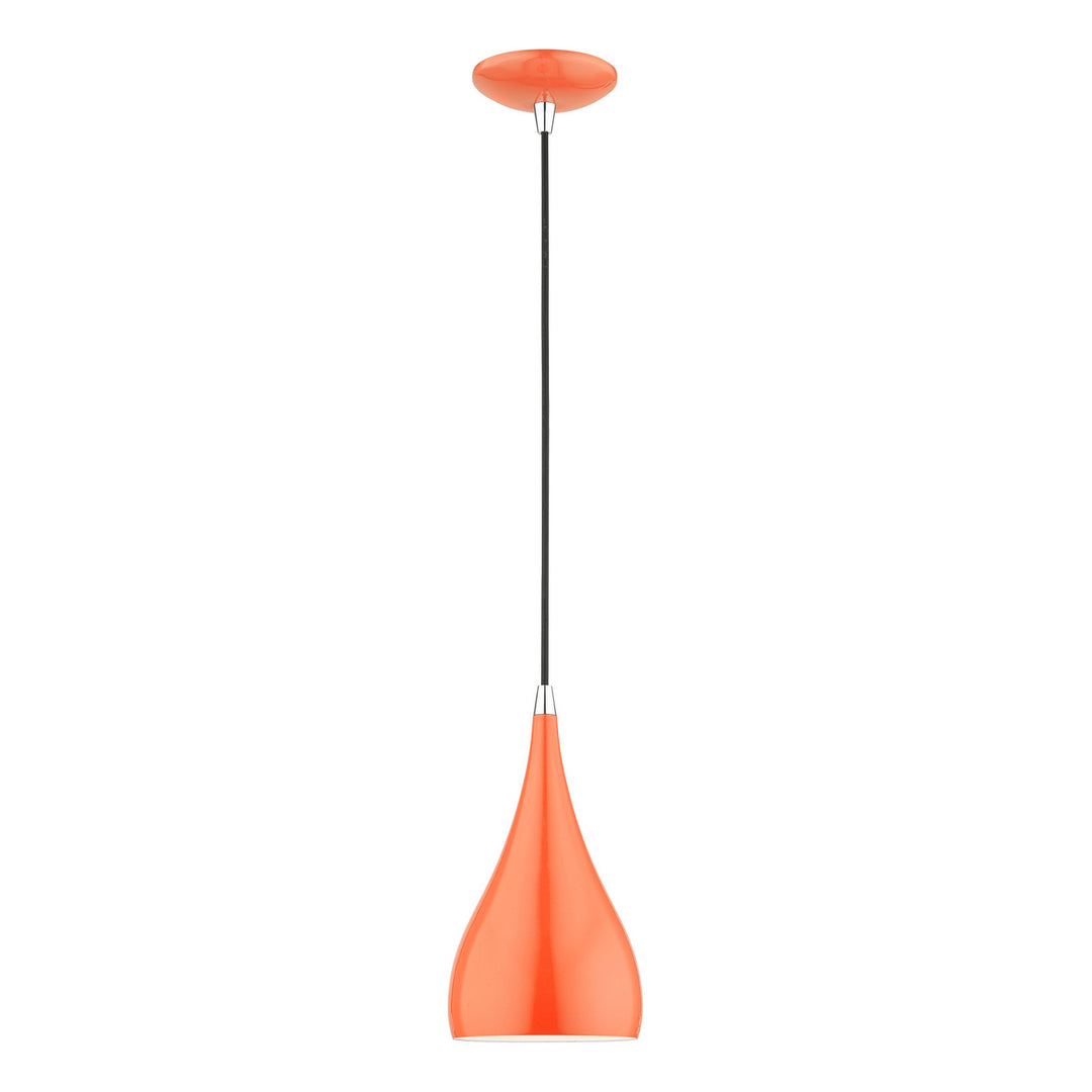 Livex Amador 41171-77 Pendant Light - Shiny Orange w/Polished Chrome