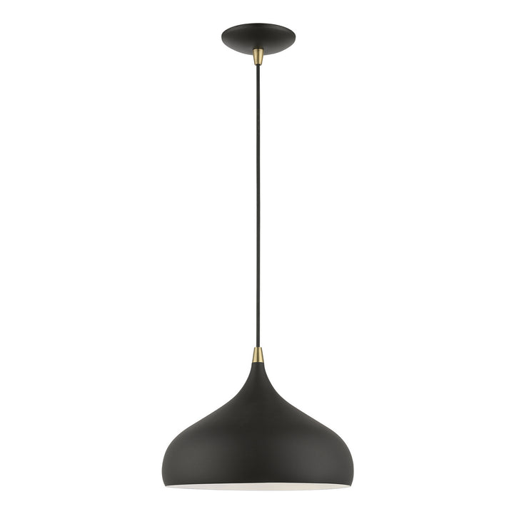 Livex Amador 41172-14 Pendant Light - Textured Black w/Antique Brass