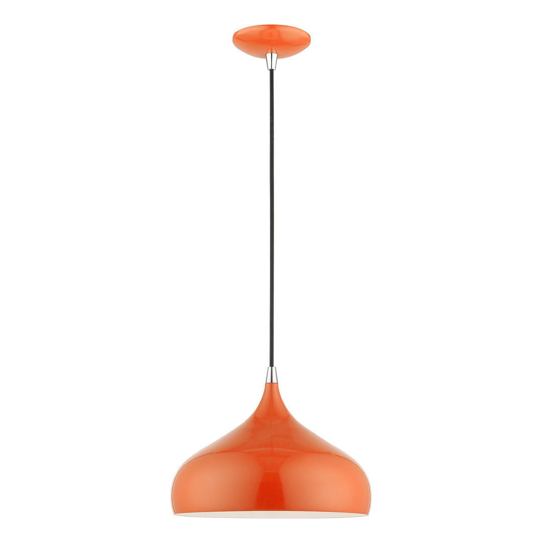 Livex Amador 41172-77 Pendant Light - Shiny Orange w/Polished Chrome