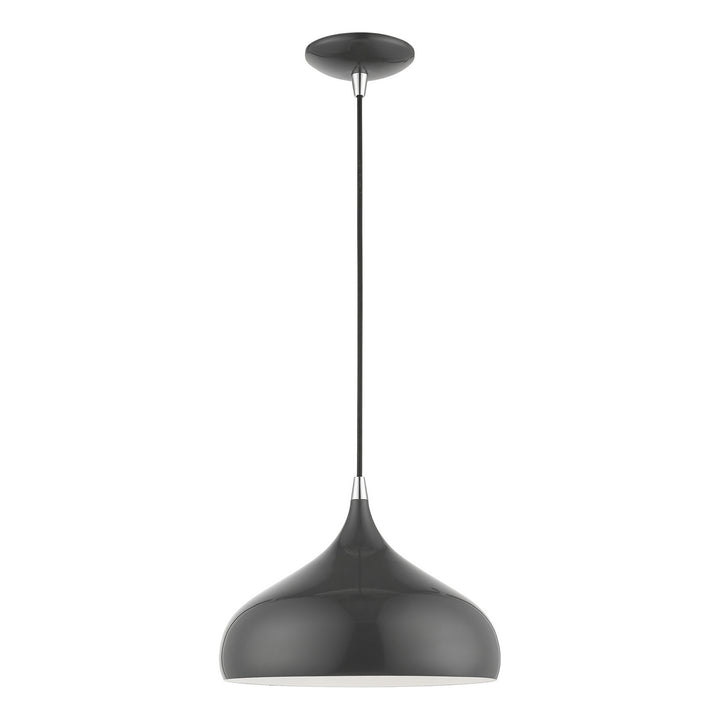 Livex Amador 41172-96 Pendant Light - Shiny Dark Gray w/Polished Chrome