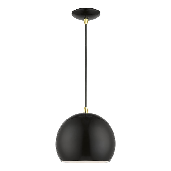 Livex Piedmont 41181-68 Pendant Light - Shiny Black w/Polished Brass