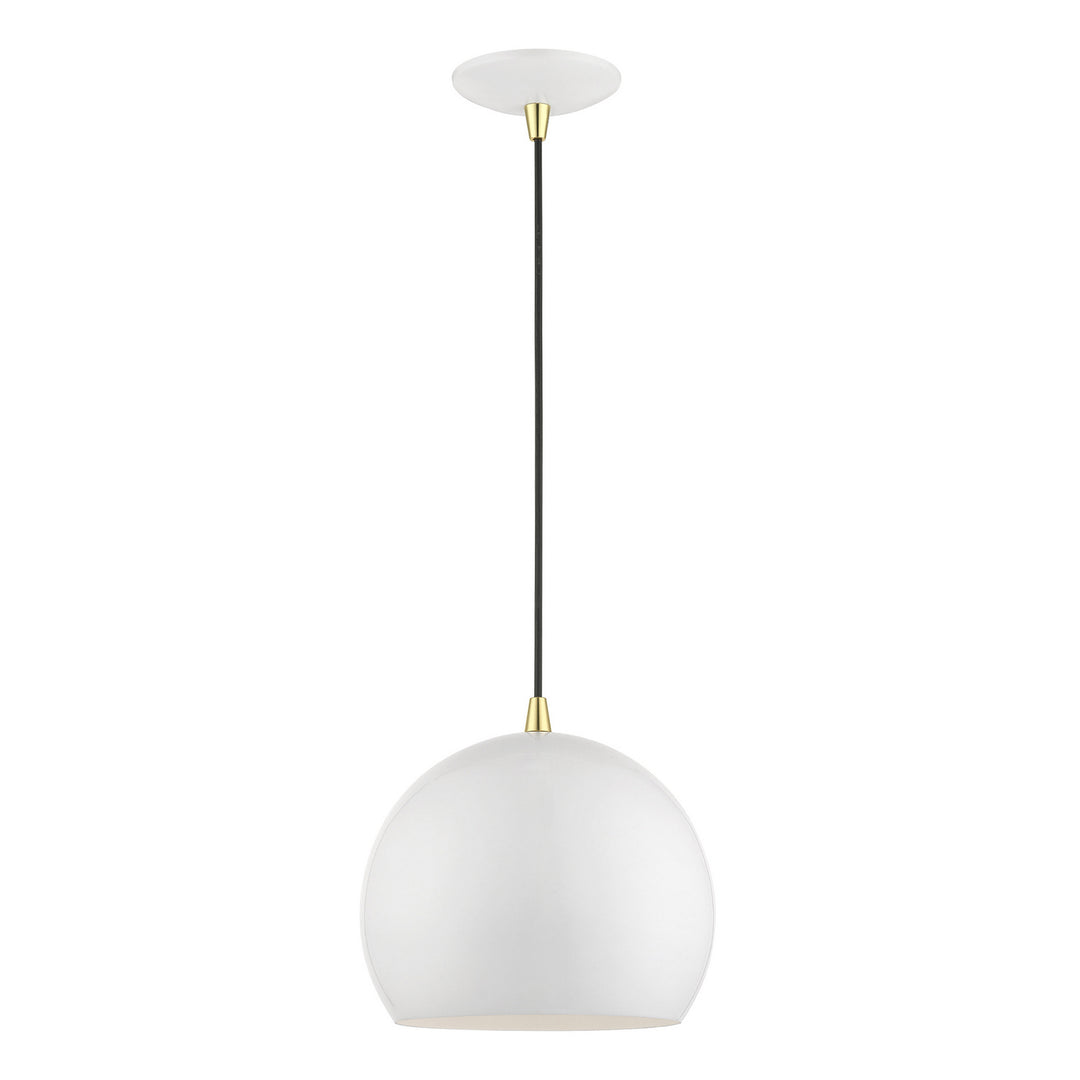 Livex Piedmont 41181-69 Pendant Light - Shiny White w/Polished Brass