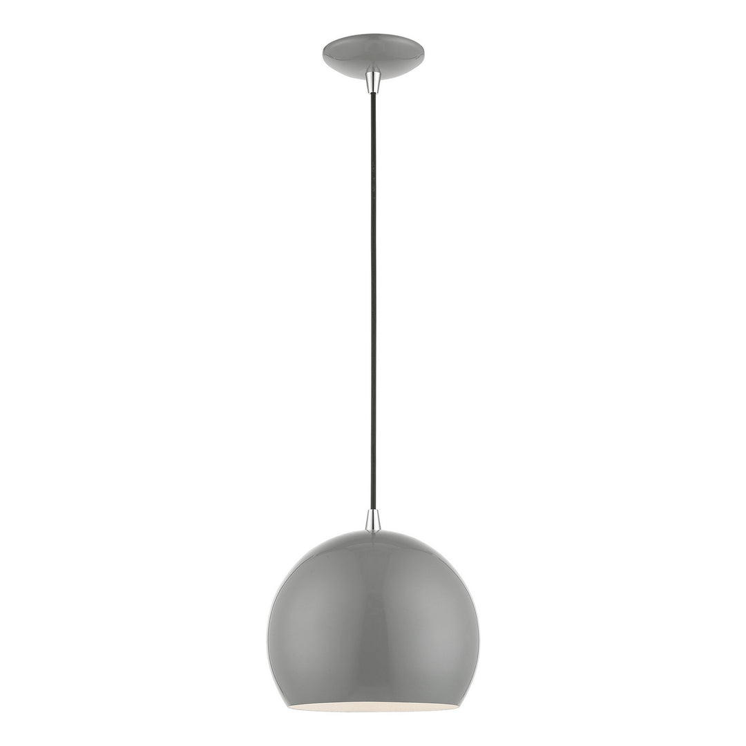 Livex Piedmont 41181-90 Pendant Light - Shiny Light Gray w/Polished Chrome