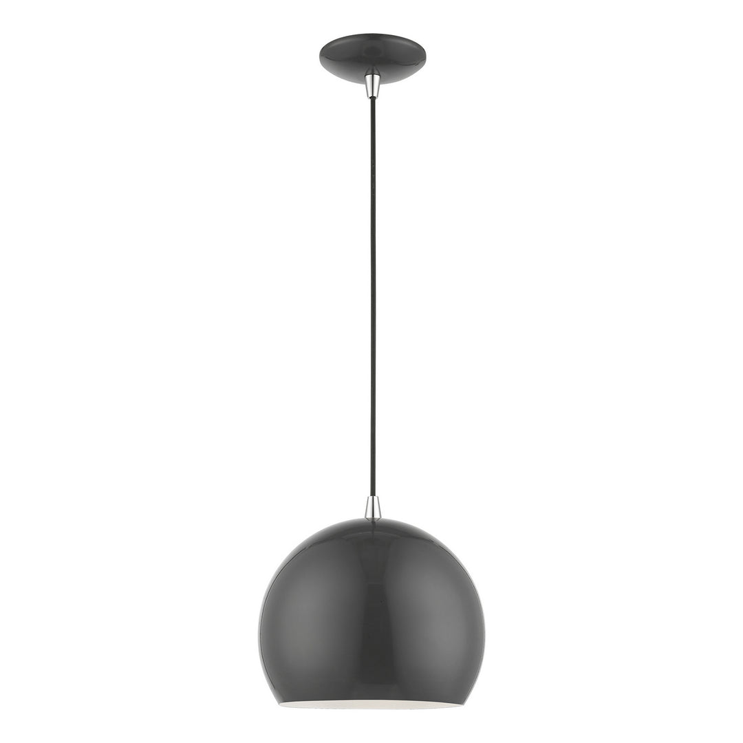 Livex Piedmont 41181-96 Pendant Light - Shiny Dark Gray w/Polished Chrome