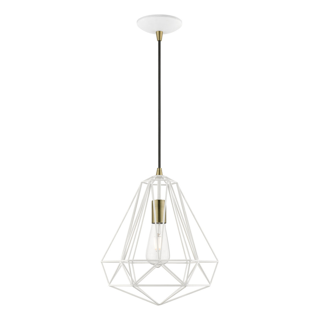 Livex Knox 41324-13 Pendant Light - Textured White w/Antique Brass