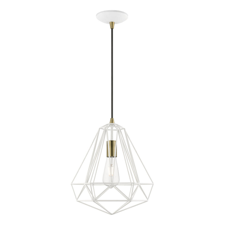 Livex Knox 41324-13 Pendant Light - Textured White w/Antique Brass