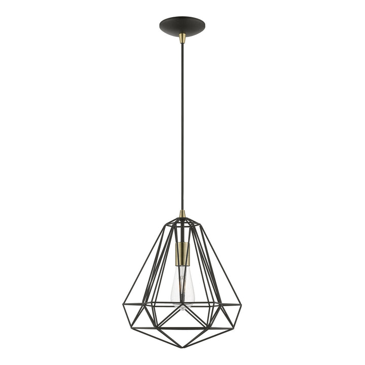 Livex Knox 41324-14 Pendant Light - Textured Black w/Antique Brass