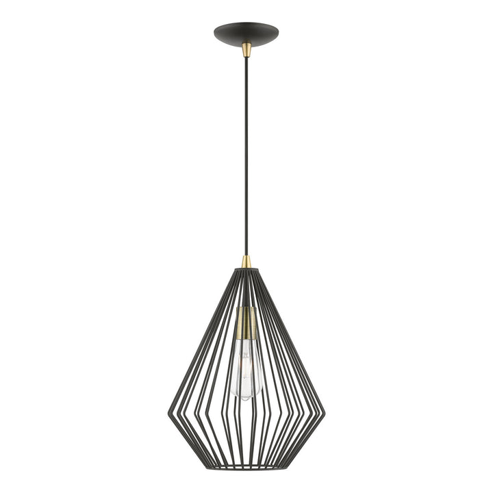 Livex Linz 41325-14 Pendant Light - Textured Black w/Antique Brass