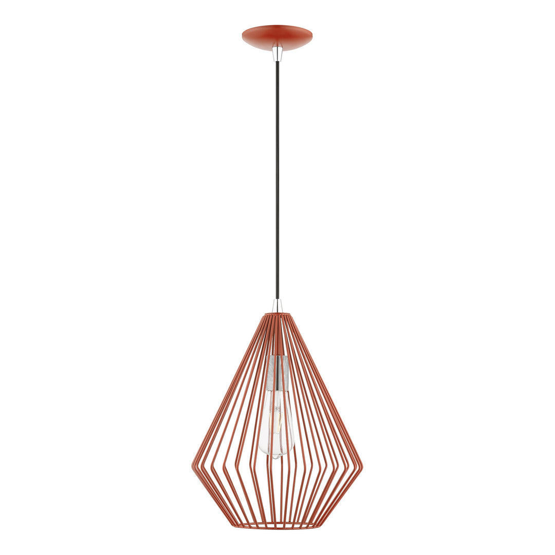 Livex Linz 41325-72 Pendant Light - Shiny Red w/Polished Chrome