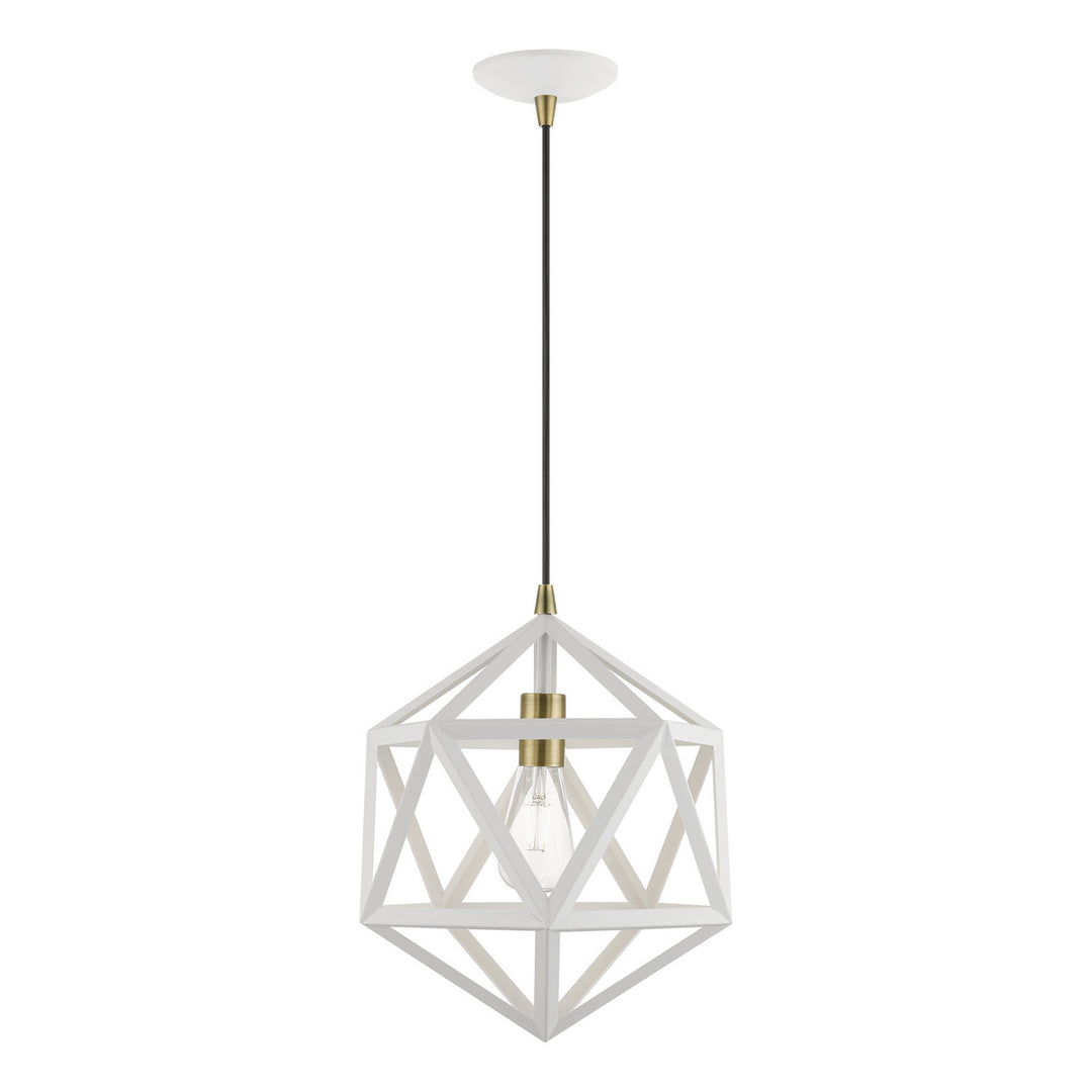 Livex Ashland 41328-13 Pendant Light - Textured White w/Antique Brass