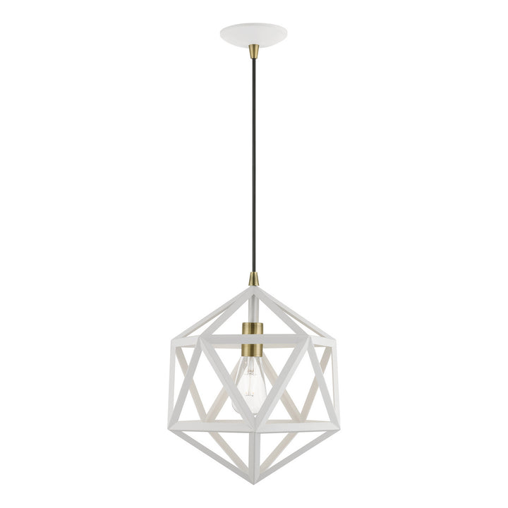 Livex Ashland 41328-13 Pendant Light - Textured White w/Antique Brass