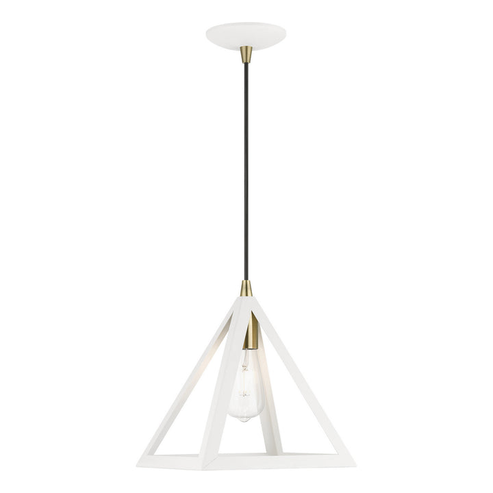 Livex Pinnacle 41329-13 Pendant Light - Textured White w/Antique Brass