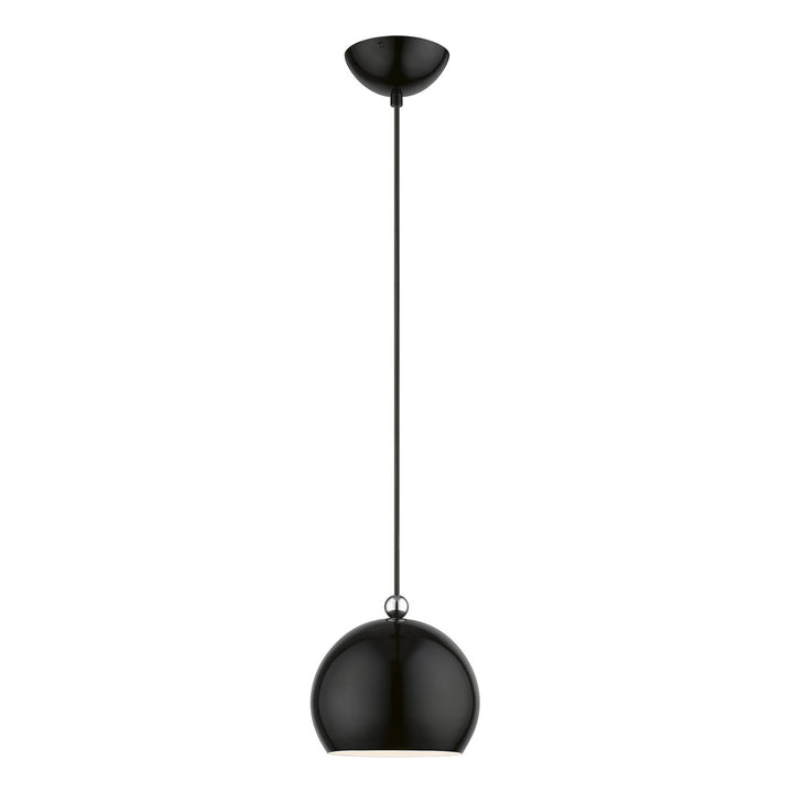 Livex Stockton 45481-68 Pendant Light - Shiny Black w/Polished Chrome