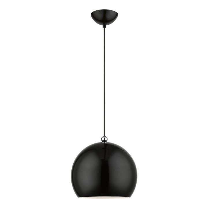 Livex Stockton 45482-68 Pendant Light - Shiny Black w/Polished Chrome