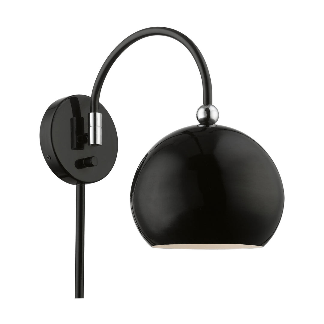 Livex Lighting 45489-68  Stockton Lamp Shiny Black W/Polished Chrome