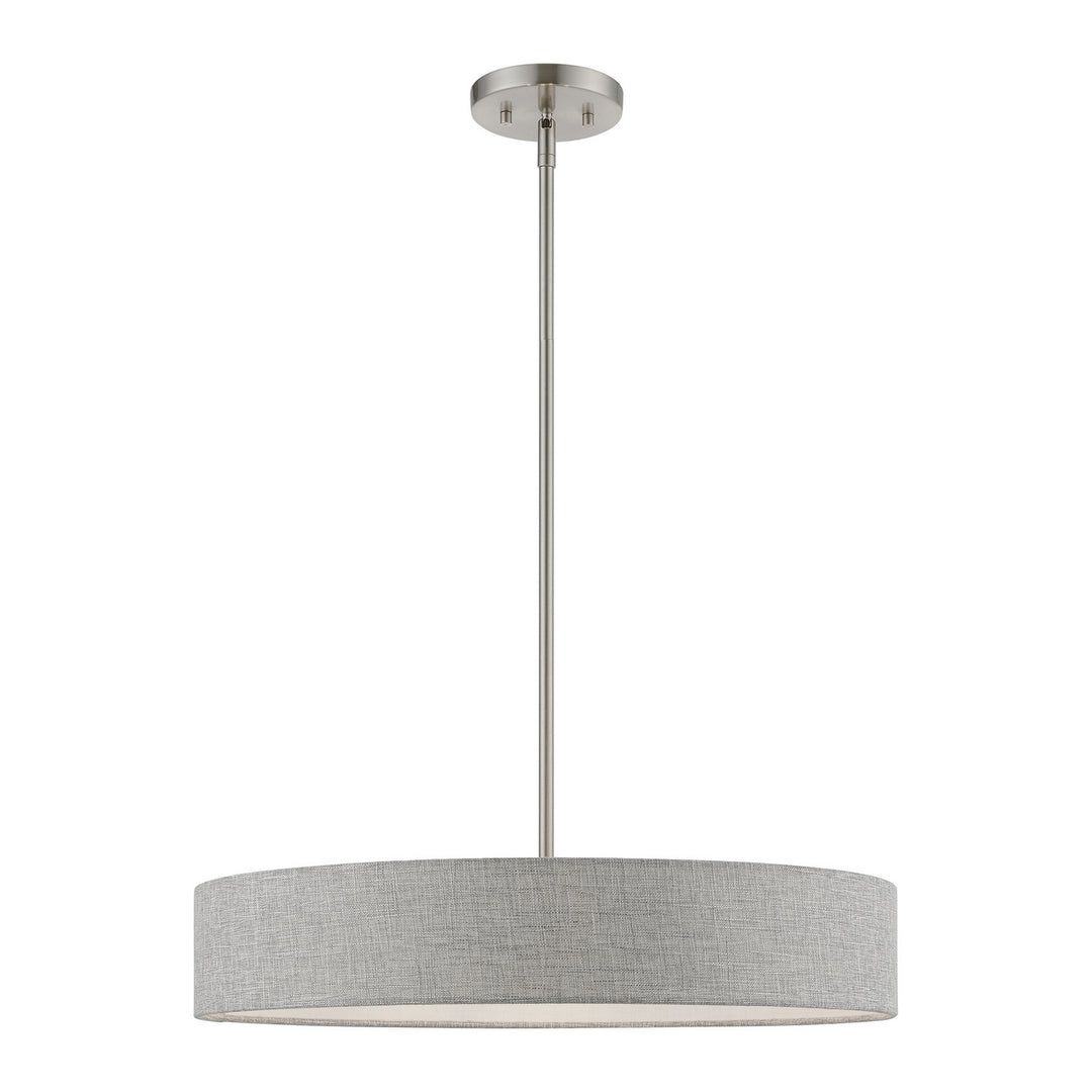 Livex Elmhurst 46144-91 Pendant Light - Brushed Nickel w/Shiny White