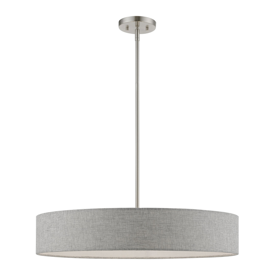 Livex Elmhurst 46145-91 Pendant Light - Brushed Nickel w/Shiny White