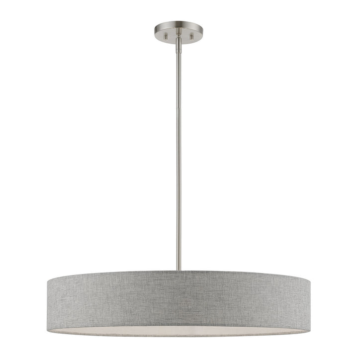 Livex Elmhurst 46145-91 Pendant Light - Brushed Nickel w/Shiny White