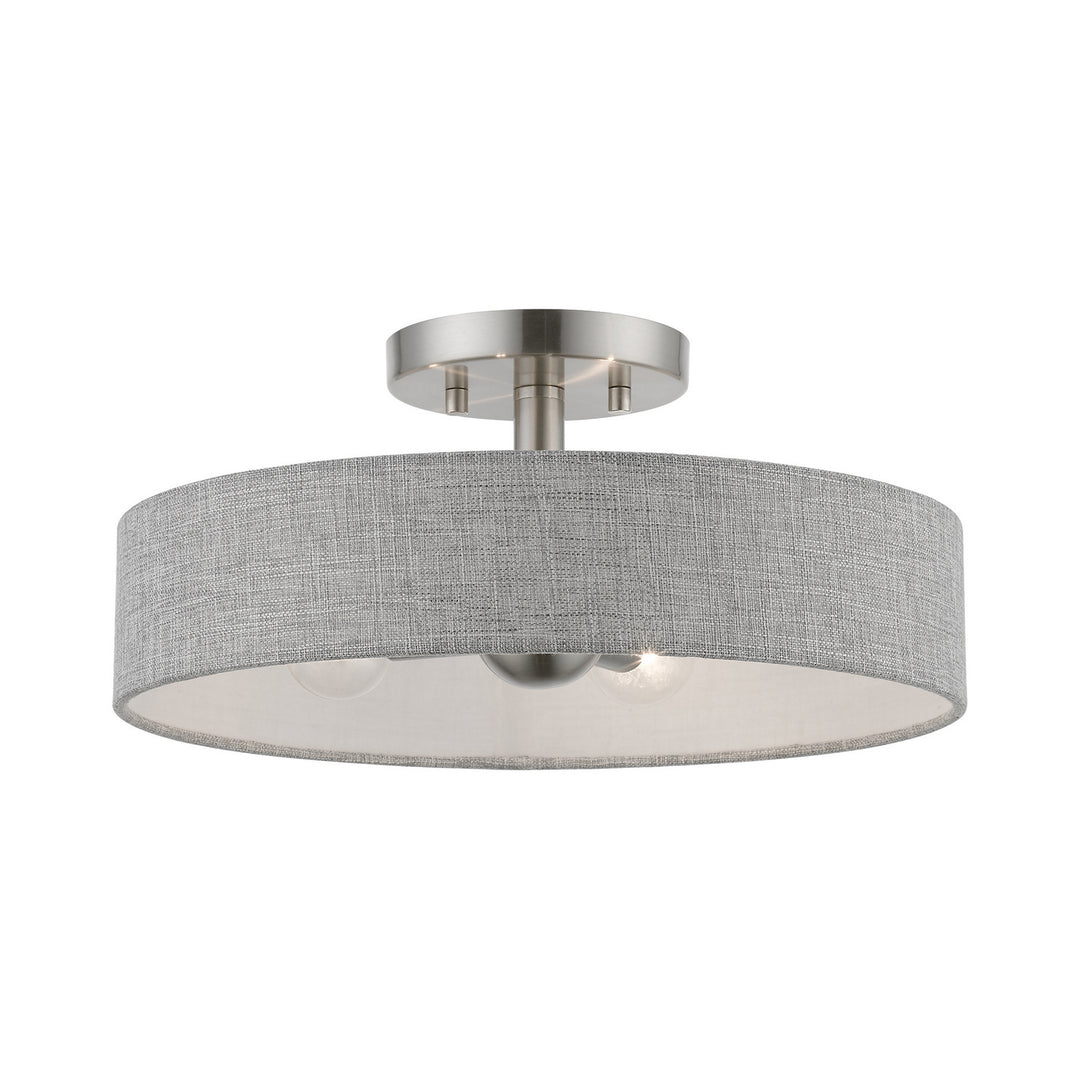 Livex Elmhurst 46147-91 Ceiling Light - Brushed Nickel w/Shiny White