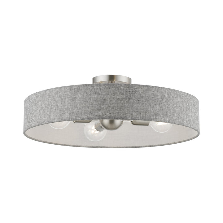 Livex Elmhurst 46148-91 Ceiling Light - Brushed Nickel w/Shiny White