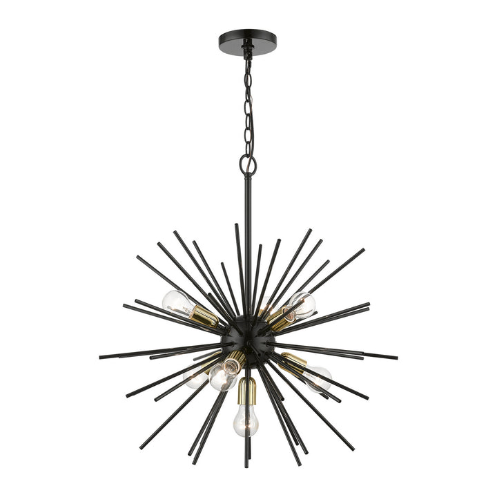 Livex Tribeca 46175-68 Chandelier Light - Shiny Black w/Polished Brass