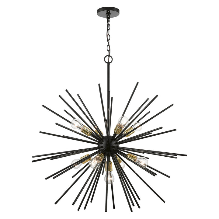 Livex Tribeca 46176-68 Chandelier Light - Shiny Black w/Polished Brass