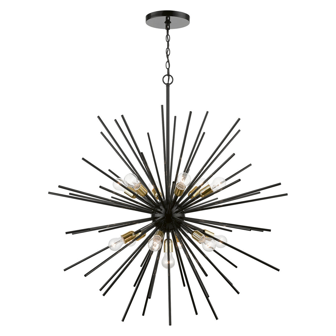 Livex Tribeca 46177-68 Chandelier Light - Shiny Black w/Polished Brass