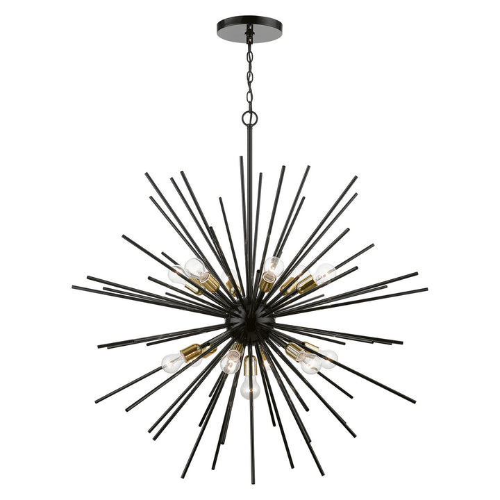 Livex Tribeca 46177-68 Chandelier Light - Shiny Black w/Polished Brass