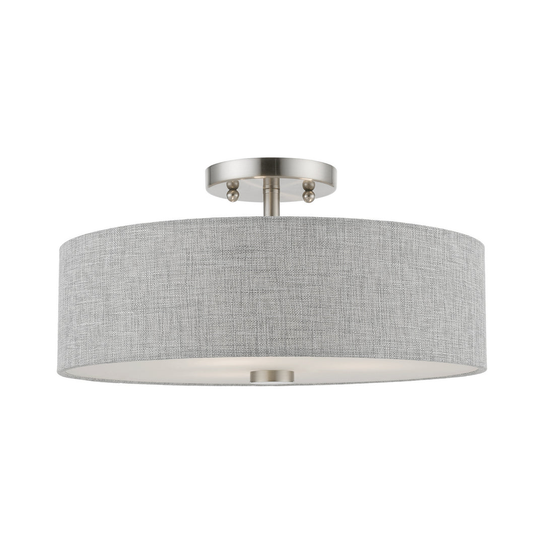 Livex Dakota 46743-91 Ceiling Light - Brushed Nickel w/Shiny White