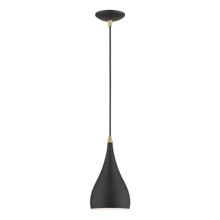 Livex Amador 41171-14 Pendant Light - Textured Black w/Antique Brass