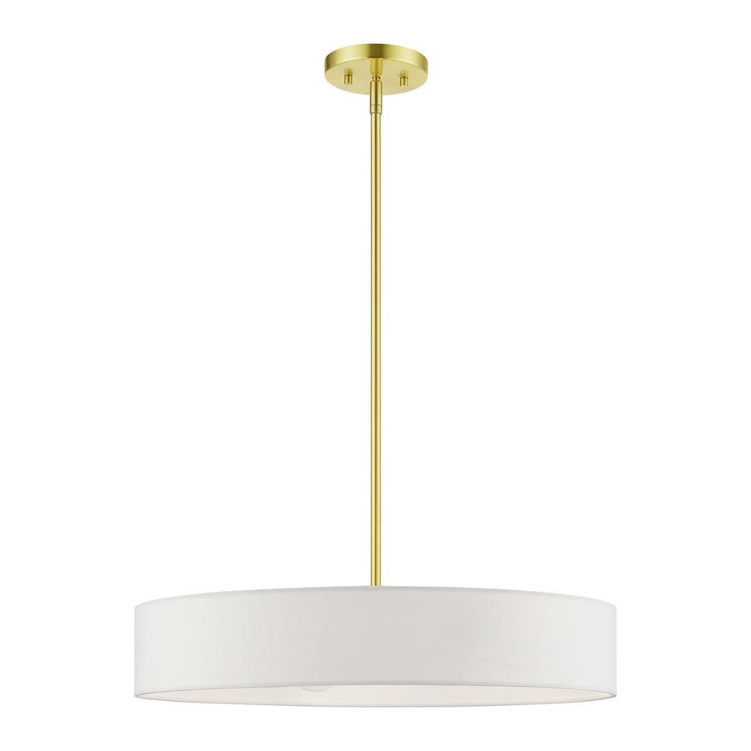 Livex Venlo 46924-12 Pendant Light - Satin Brass w/Shiny White