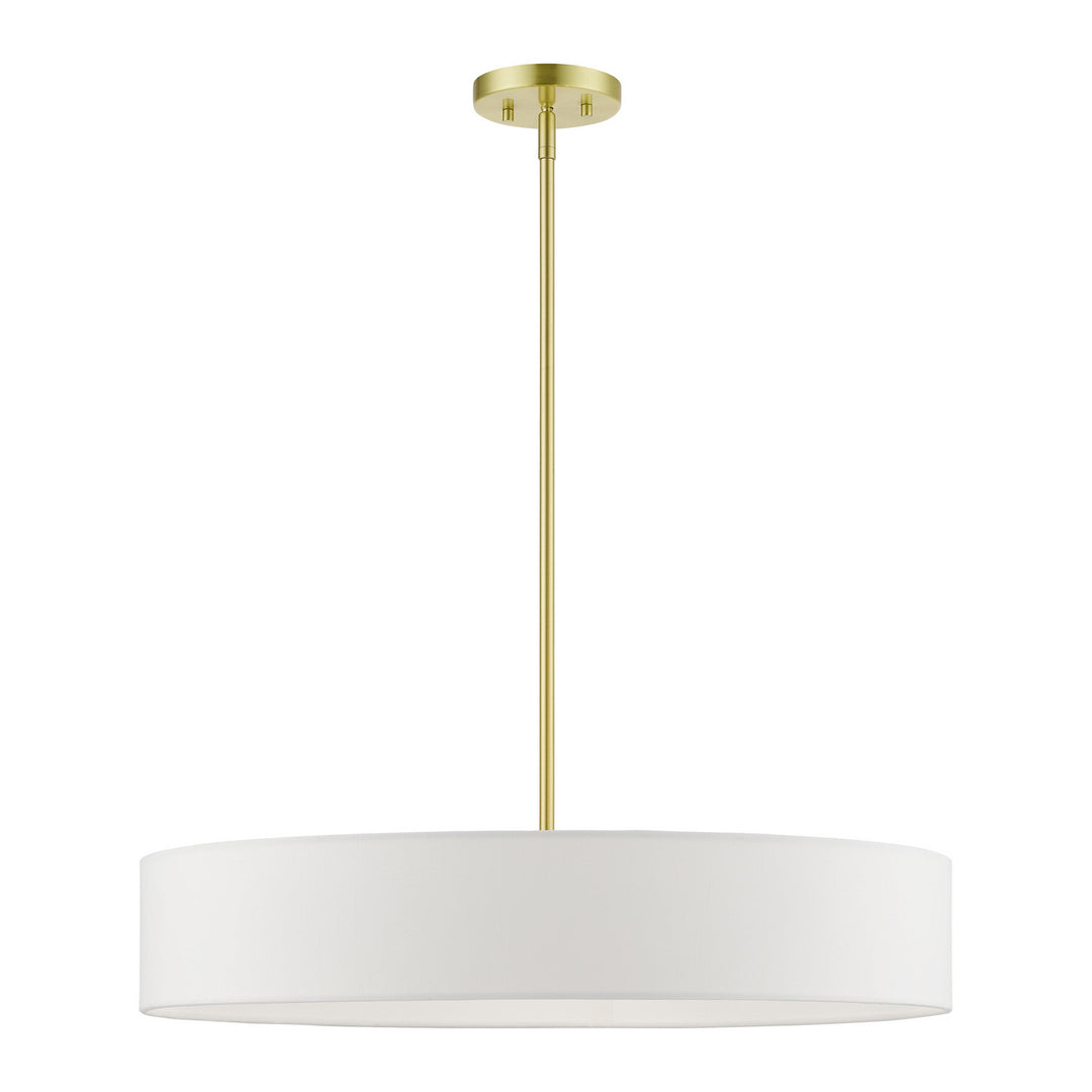 Livex Venlo 46925-12 Pendant Light - Satin Brass w/Shiny White