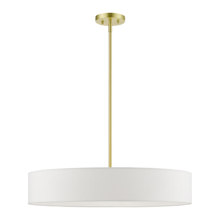 Livex Venlo 46925-12 Pendant Light - Satin Brass w/Shiny White