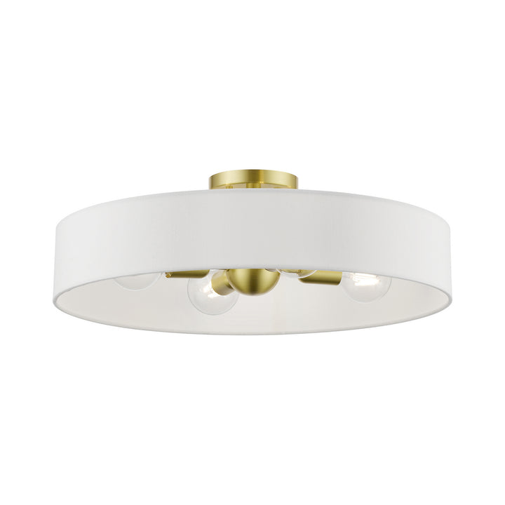 Livex Venlo 46928-12 Ceiling Light - Satin Brass w/Shiny White