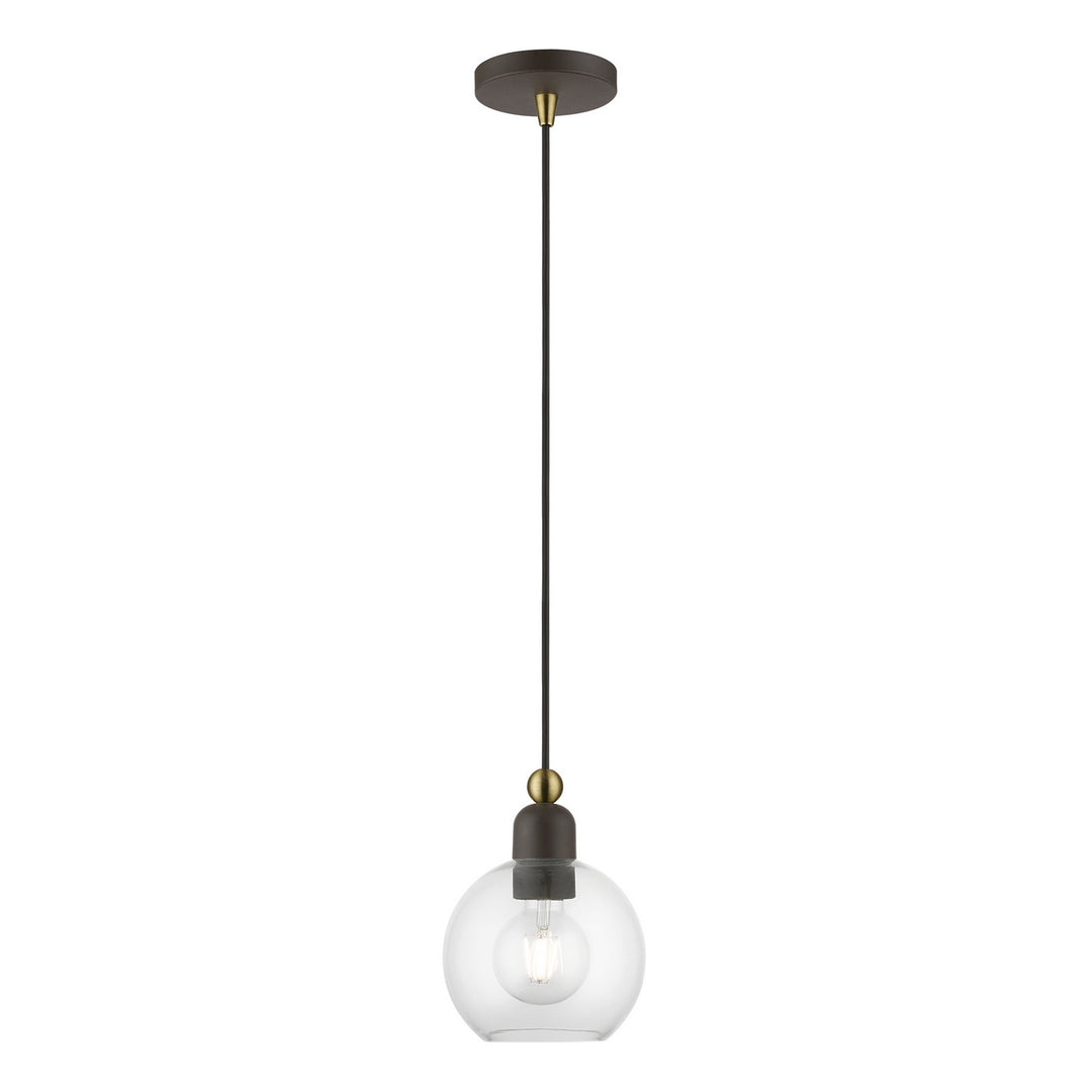 Livex Downtown 48971-07 Pendant Light - Bronze w/Antique Brass