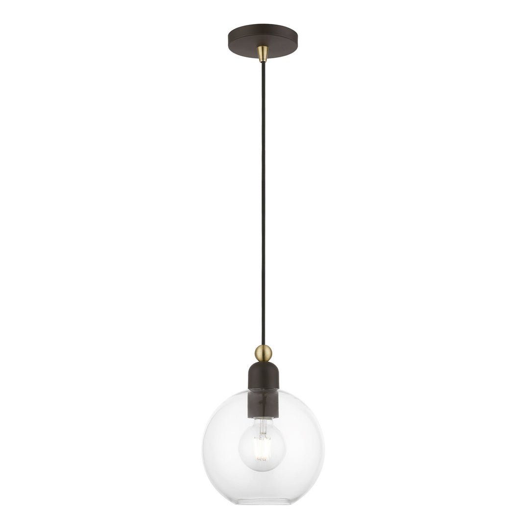 Livex Downtown 48972-07 Pendant Light - Bronze w/Antique Brass