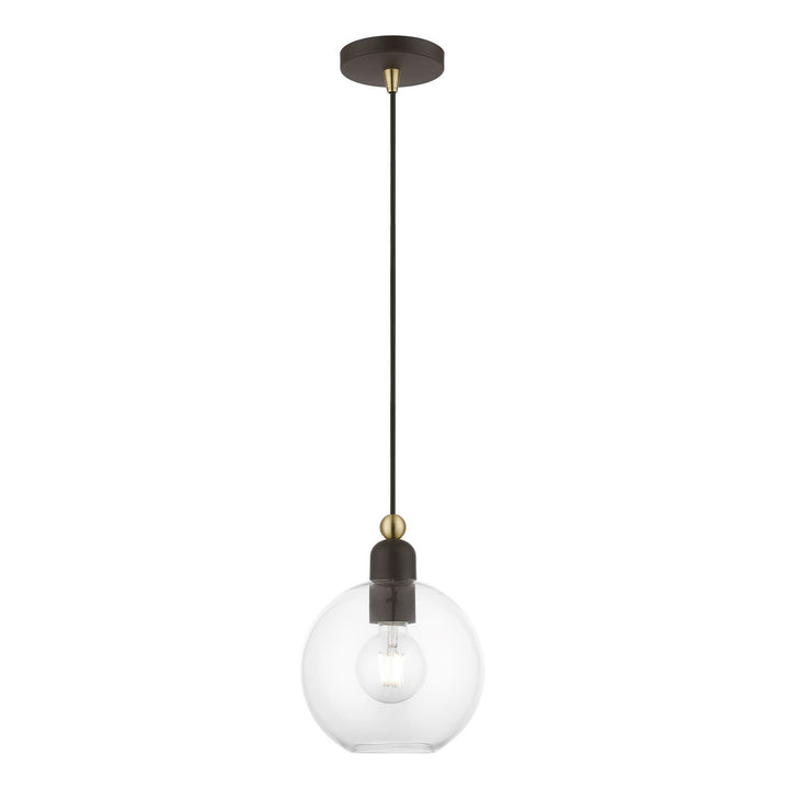 Livex Downtown 48972-07 Pendant Light - Bronze w/Antique Brass