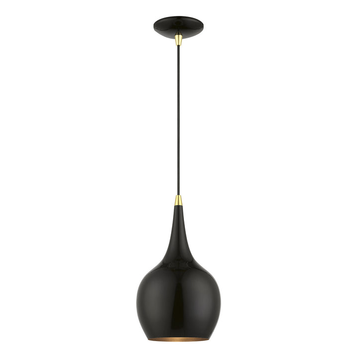 Livex Andes 49016-68 Pendant Light - Shiny Black w/Polished Brass