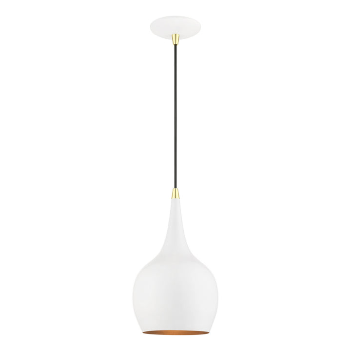 Livex Andes 49016-69 Pendant Light - Shiny White w/Polished Brass