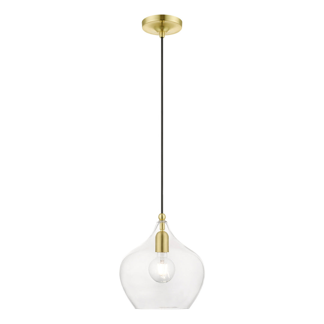 Livex Aldrich 49093-12 Pendant Light - Satin Brass w/Polished Brass