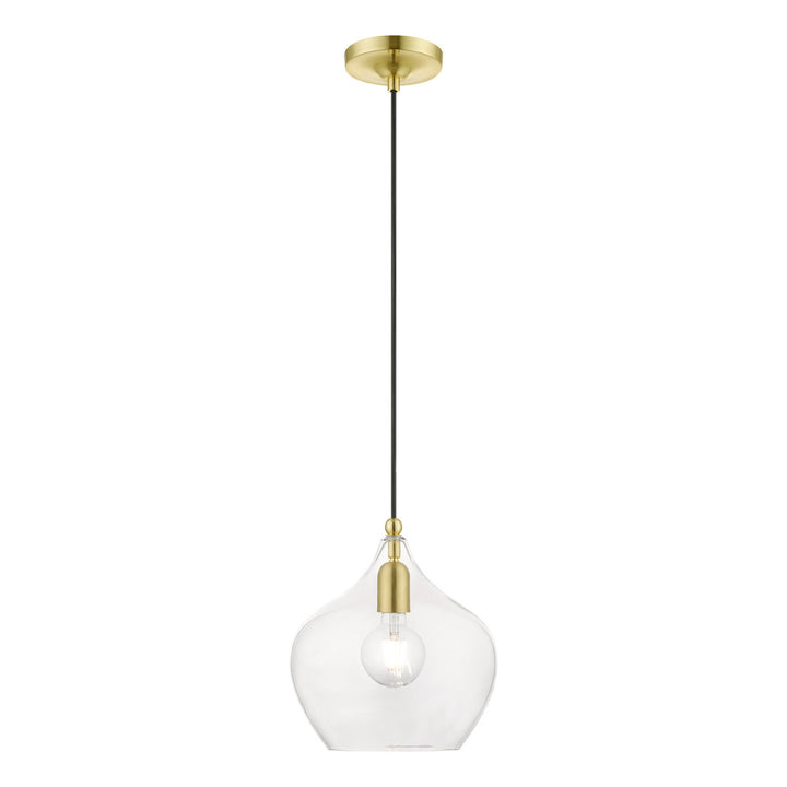 Livex Aldrich 49093-12 Pendant Light - Satin Brass w/Polished Brass