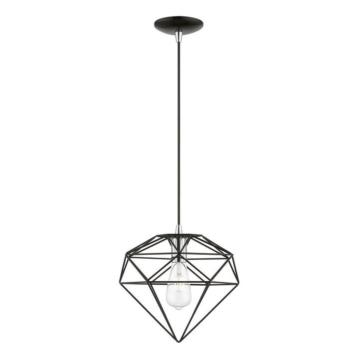 Livex Knox 49152-68 Pendant Light - Shiny Black w/Polished Chrome