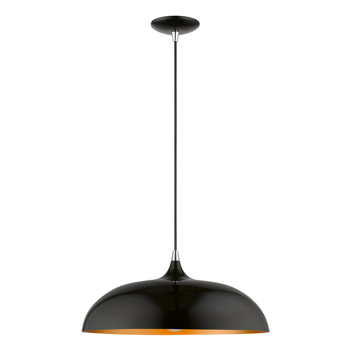 Livex Amador 49233-68 Pendant Light - Shiny Black w/Polished Chrome