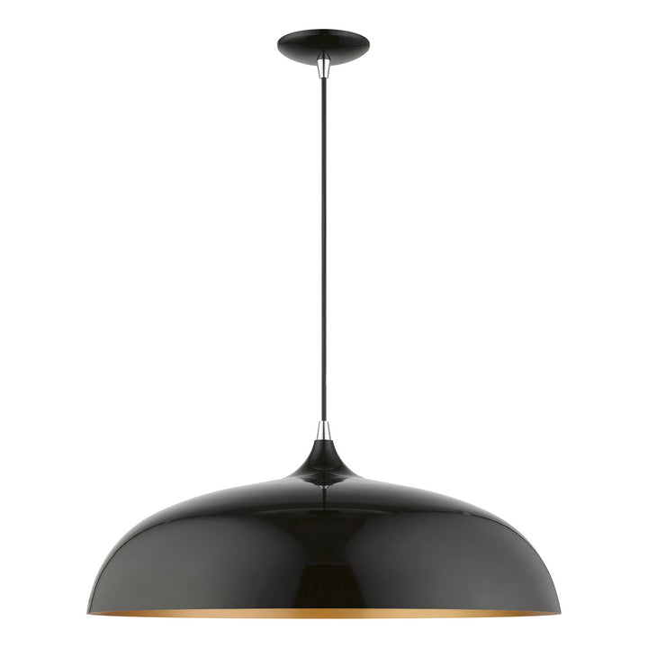 Livex Amador 49234-68 Pendant Light - Shiny Black w/Polished Chrome