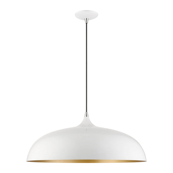 Livex Amador 49234-69 Pendant Light - Shiny White w/Polished Chrome