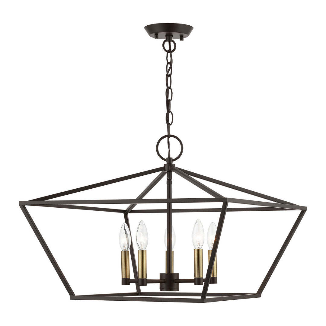 Livex Devone 49435-07 Pendant Light - Bronze w/Antique Brass