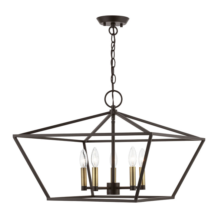 Livex Devone 49435-07 Pendant Light - Bronze w/Antique Brass
