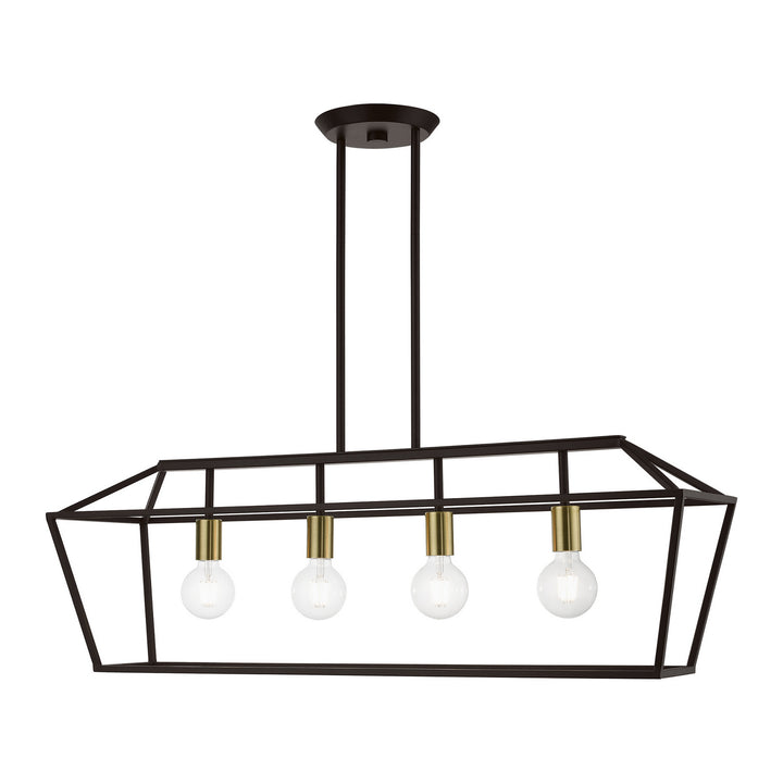 Livex Devone 49437-07 Pendant Light - Bronze w/Antique Brass