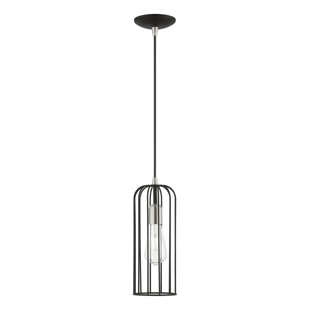 Livex Glenbrook 49713-04 Pendant Light - Black w/Brushed Nickel